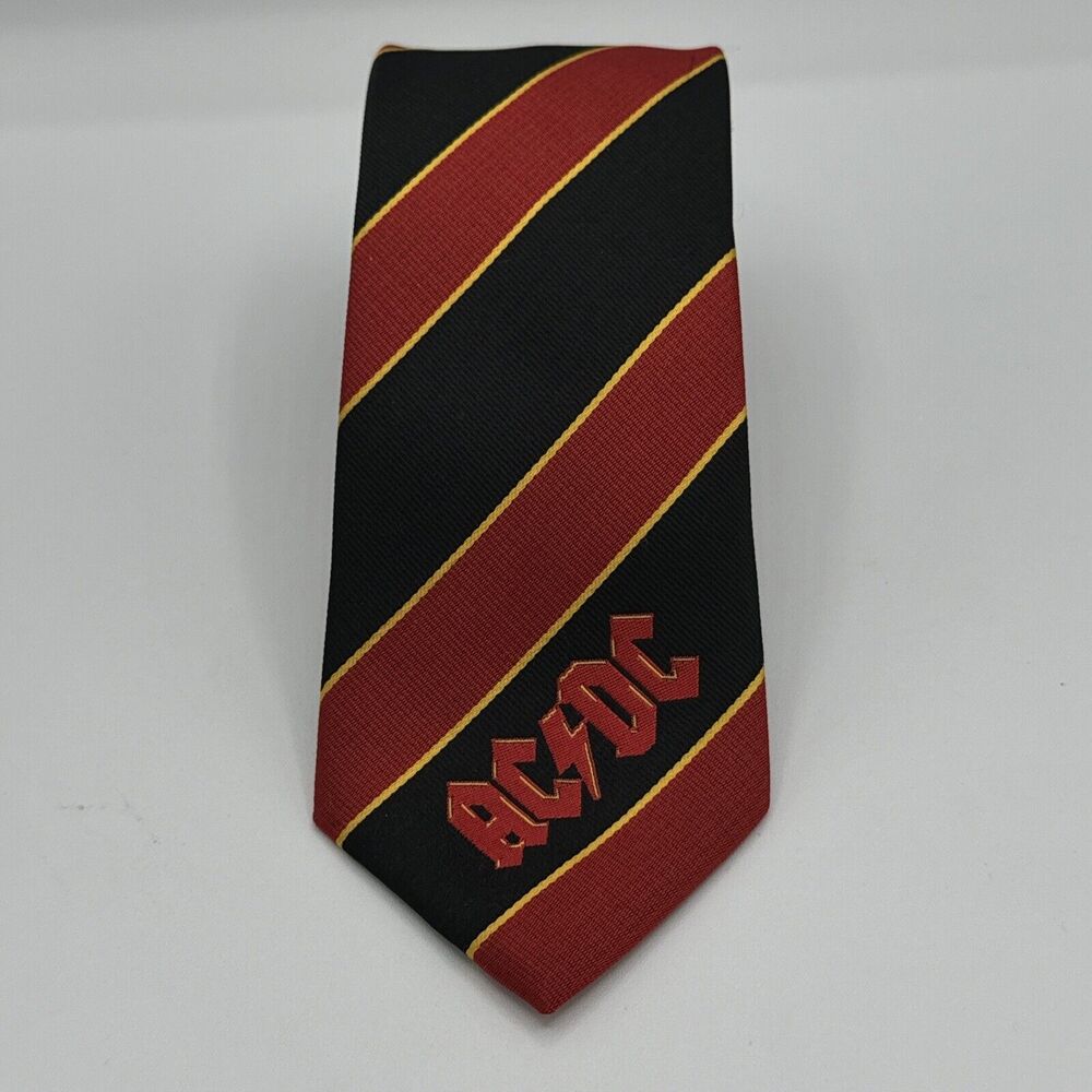 AC/DC Angus Young Tie Necktie Red Black and Gold Striped 54" x 3"